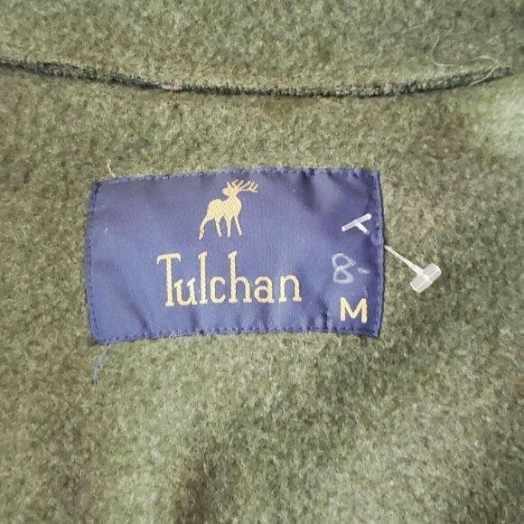 Tulchan Sage Green Zip Front Fleece Jacket M Wool Knit Panel Accent - Picture 7 of 9